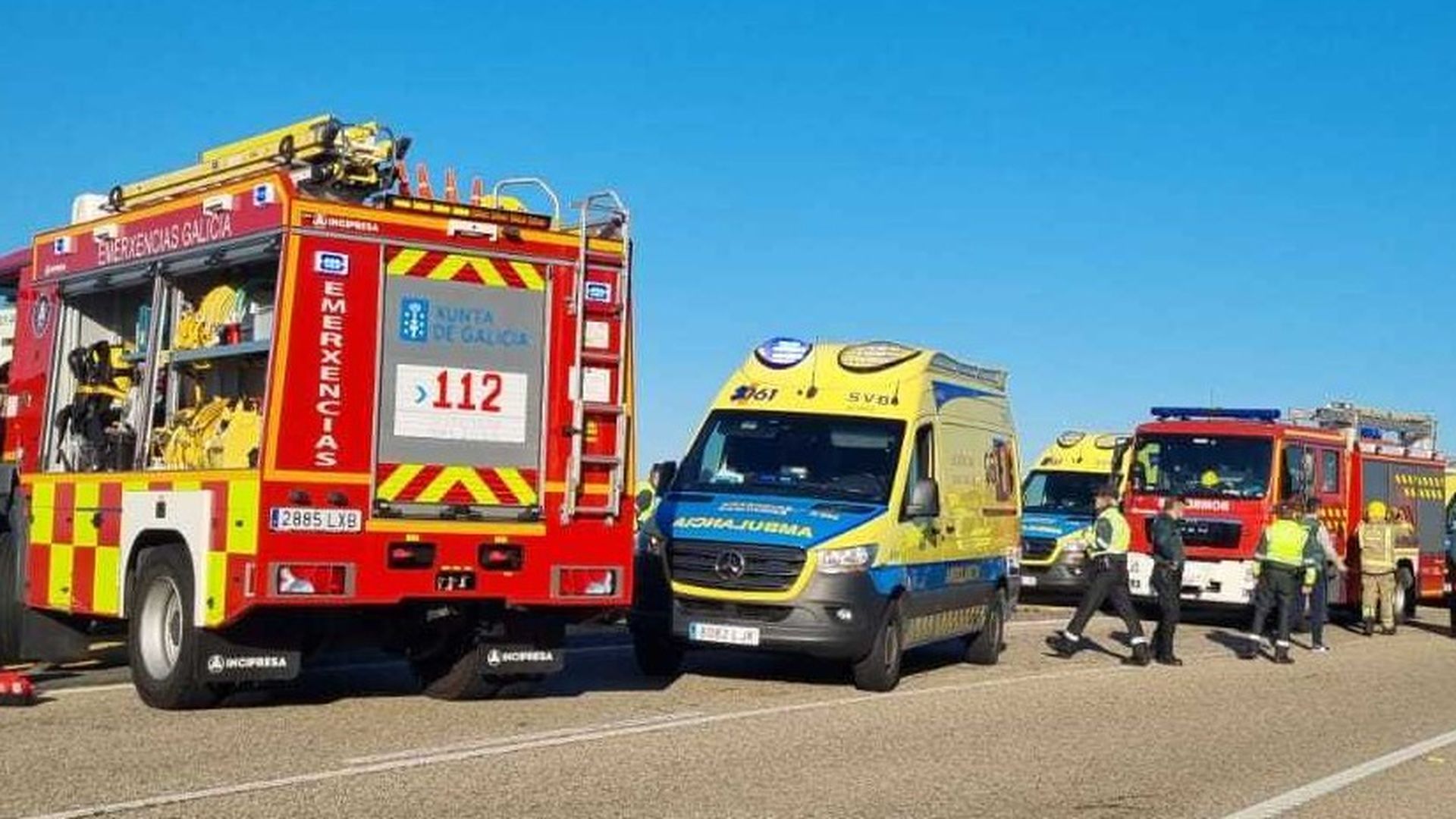 Ambulancias y bomberos en Vigo en un accidente