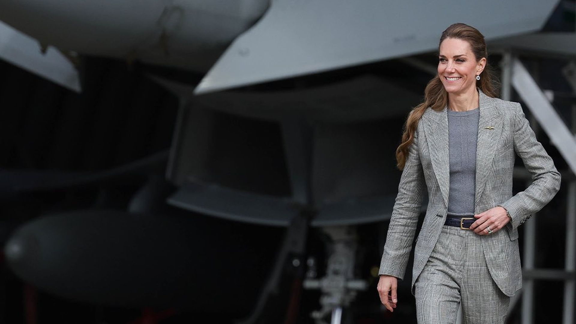 Kate Middleton durante su visita a la base aérea de Coningsby, en Lincolnshire