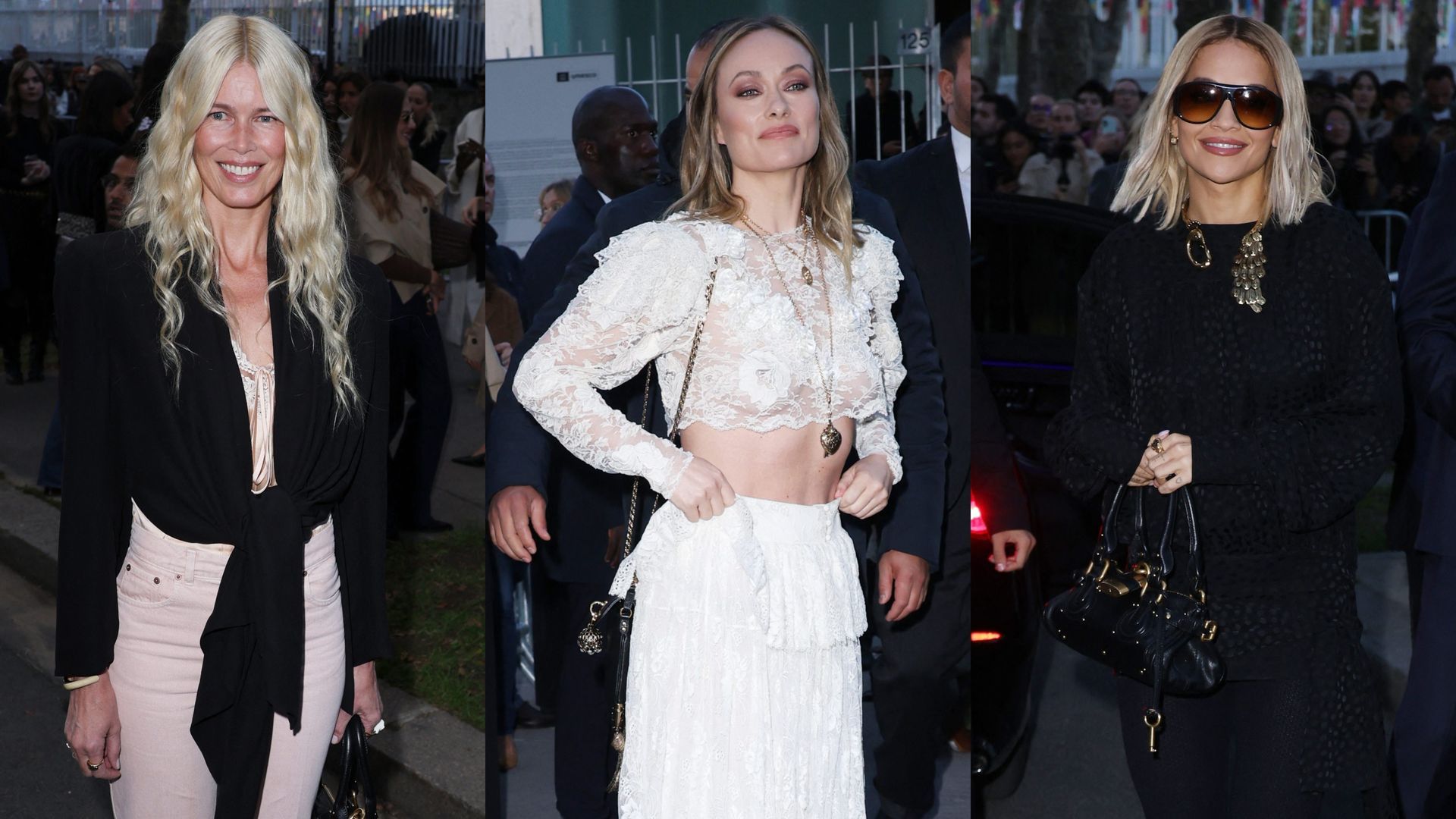 Claudia Schiffer, Olivia Wilde y Rita Ora, en un montaje de fotos