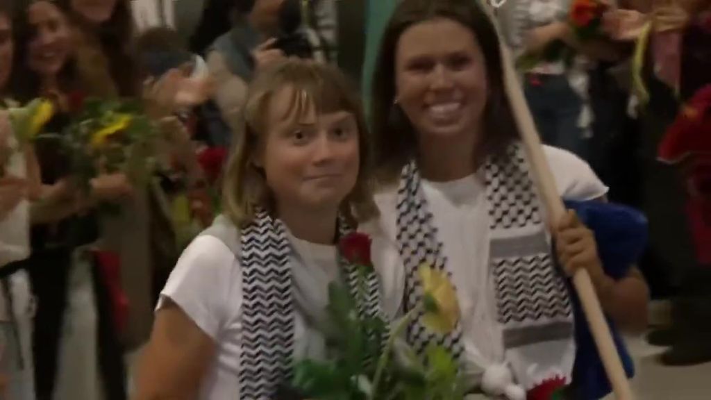 La activista Greta Thunberg, a su llegada a Grecia