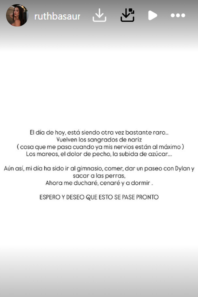 El mensaje de Ruth Basauri con el que ha hecho saltar las alarmas sobre su estado de salud