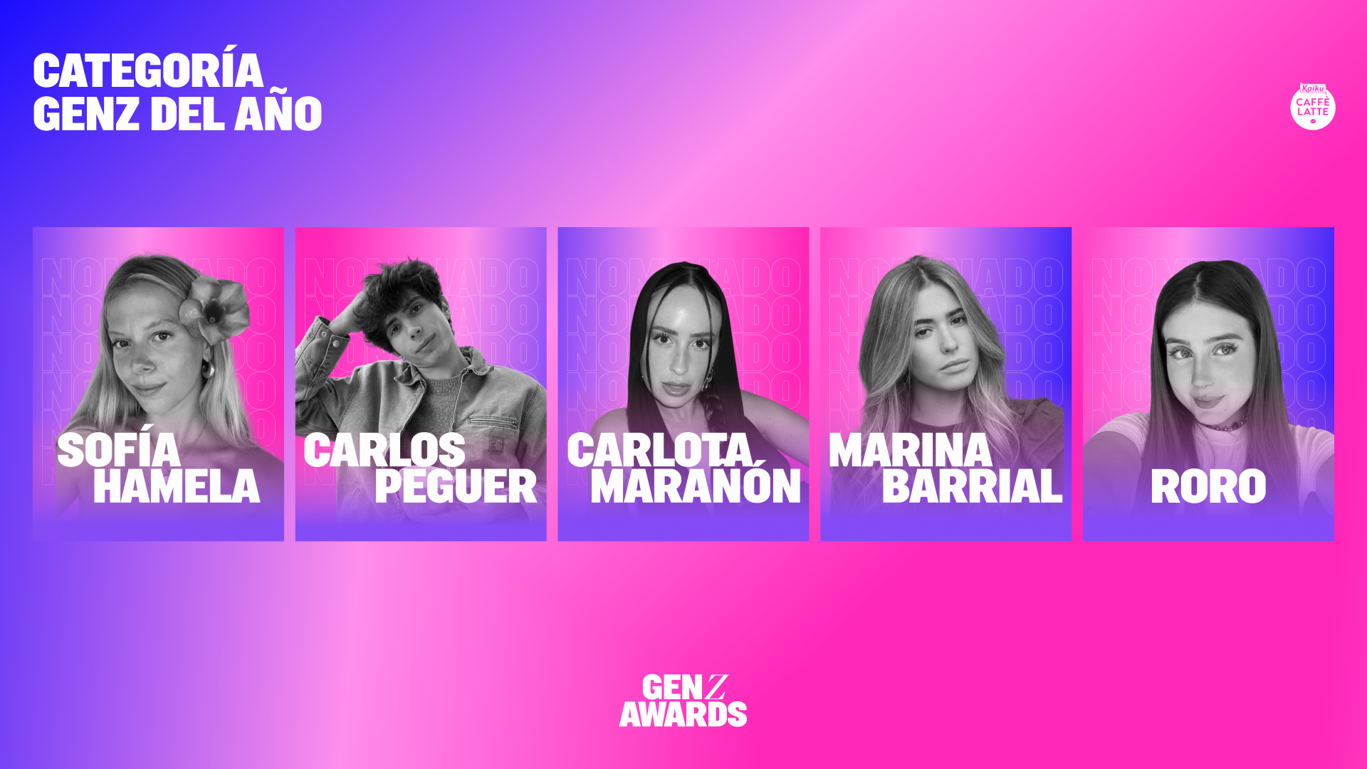 Los nominados en ‘GenZ del año by Kaiku Caffè Latte’