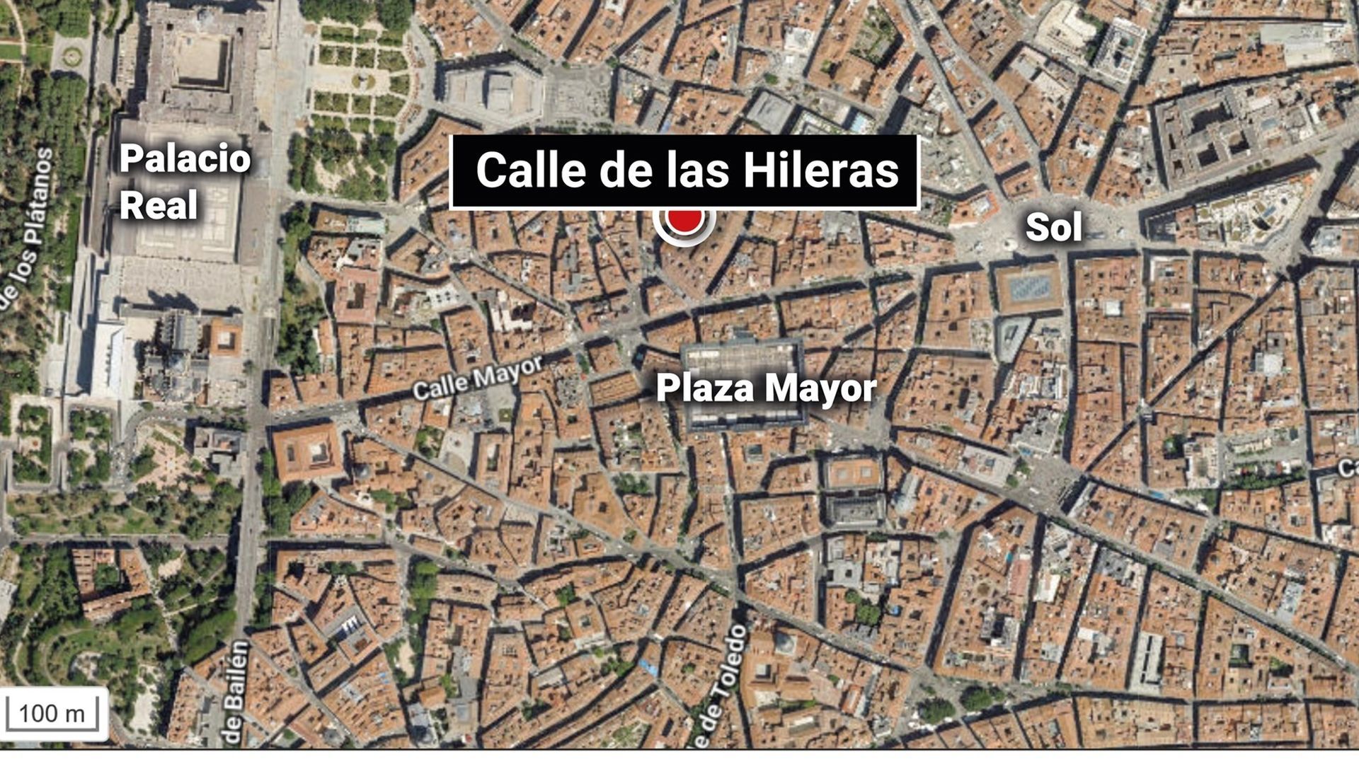 Mapa localizacion suceso derrumbe edificio en Madrid