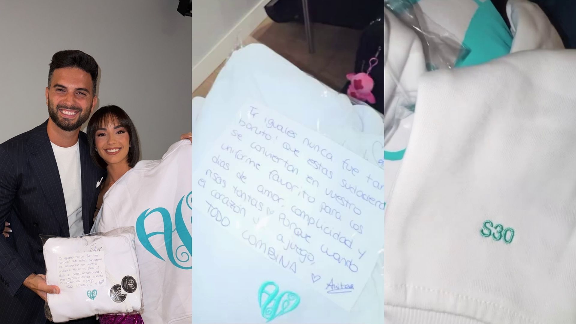 Anita Williams tiene un detalle con Suso y Marieta y les regala sudaderas personalizadas "con su fechita"