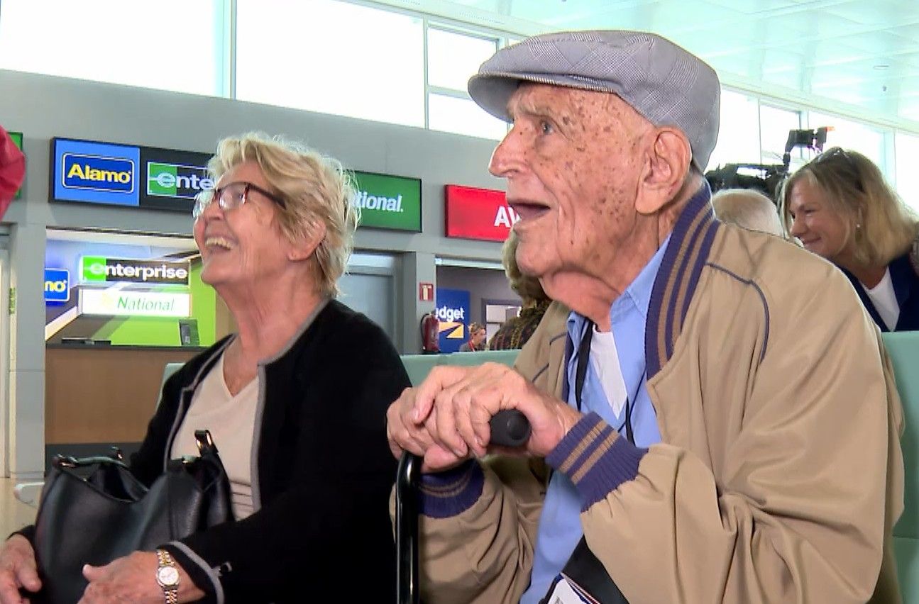 Gonzalo, con 100 años es el veterano del grupo de emigrantes que han vuelto a Galicia con el programa Reencontros