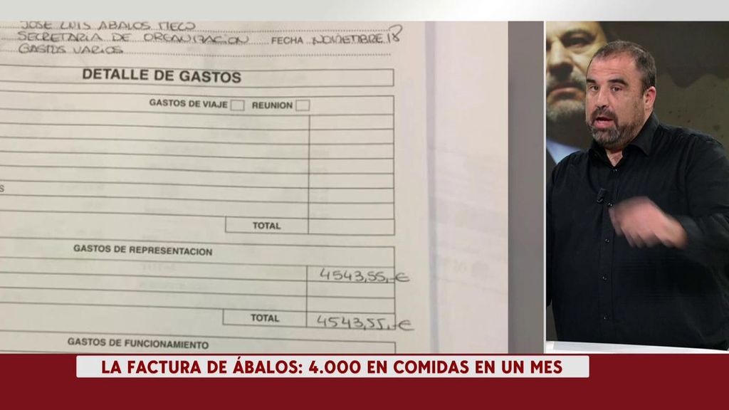 La factura de 4.543 euros en comidas de Ábalos y sí, las chistorras y los folios eran dinero