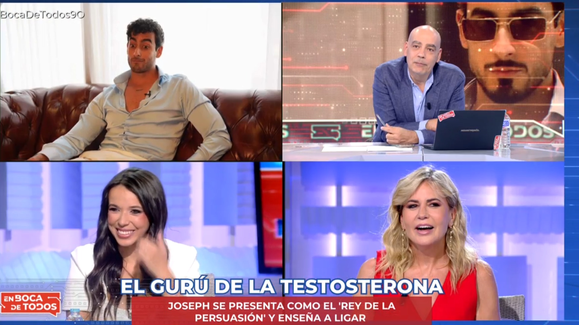 Nacho Abad y las colaboradores escuchando a Joseph, experto en ligar