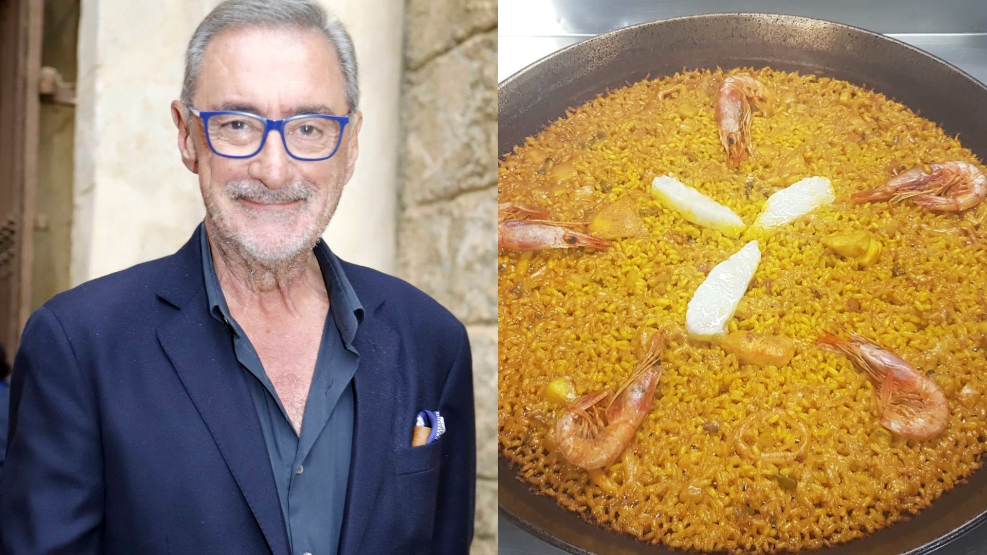 Carlos Herrera y arroz del restaurante Samm, en un montaje de fotos