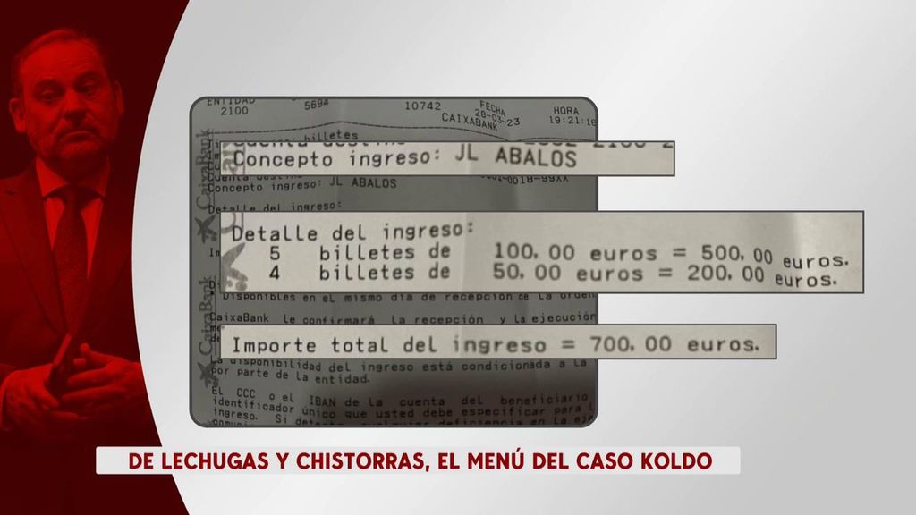 El menú del dinero del caso Koldo: chuletón, chistorra y lechuga