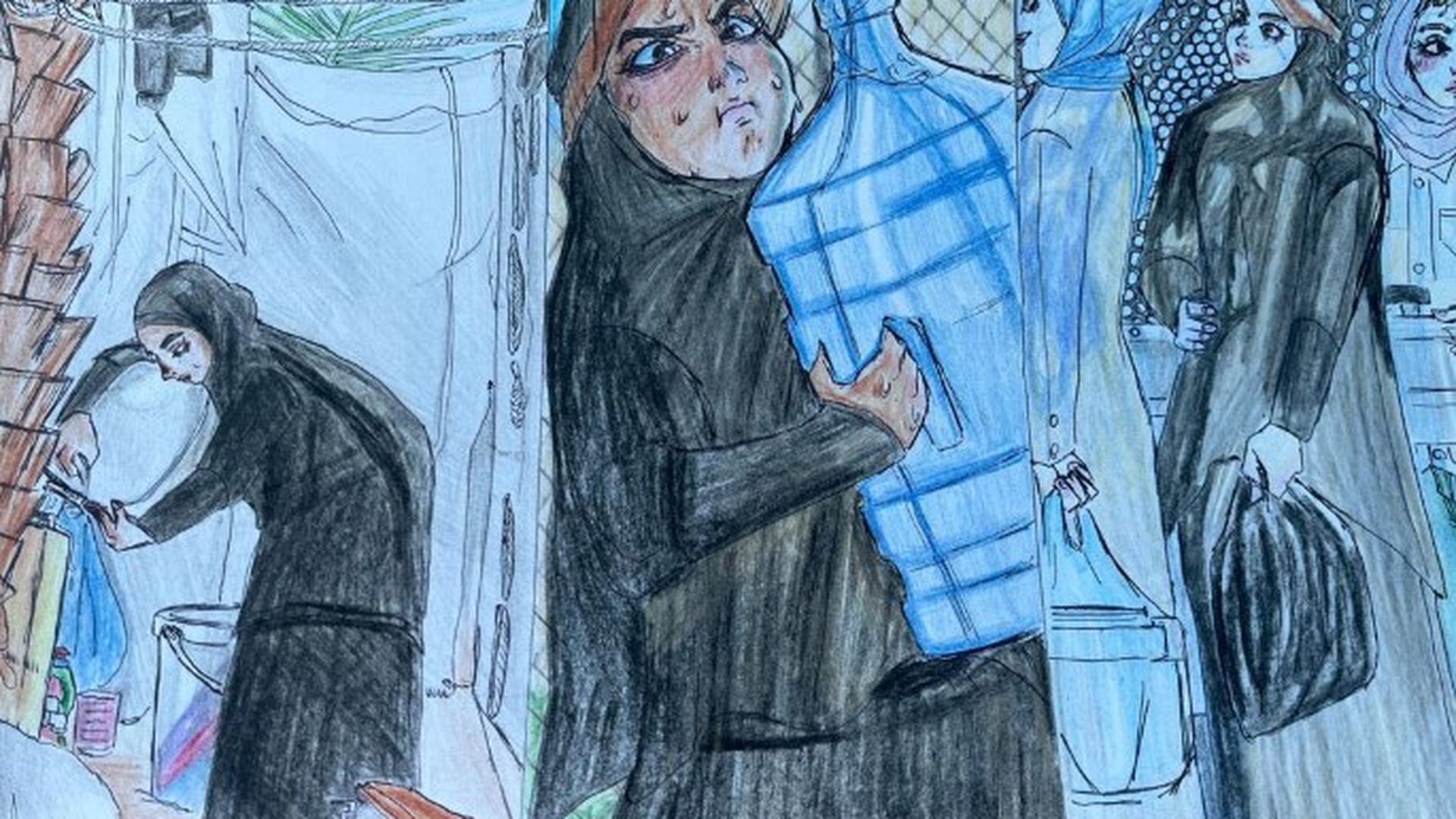 La dura vida en Gaza dibujada por un niño palestino.