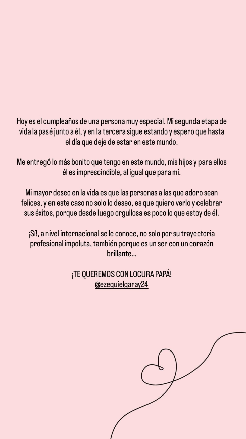 La felicitación de Tamara Gorro a Ezequiel