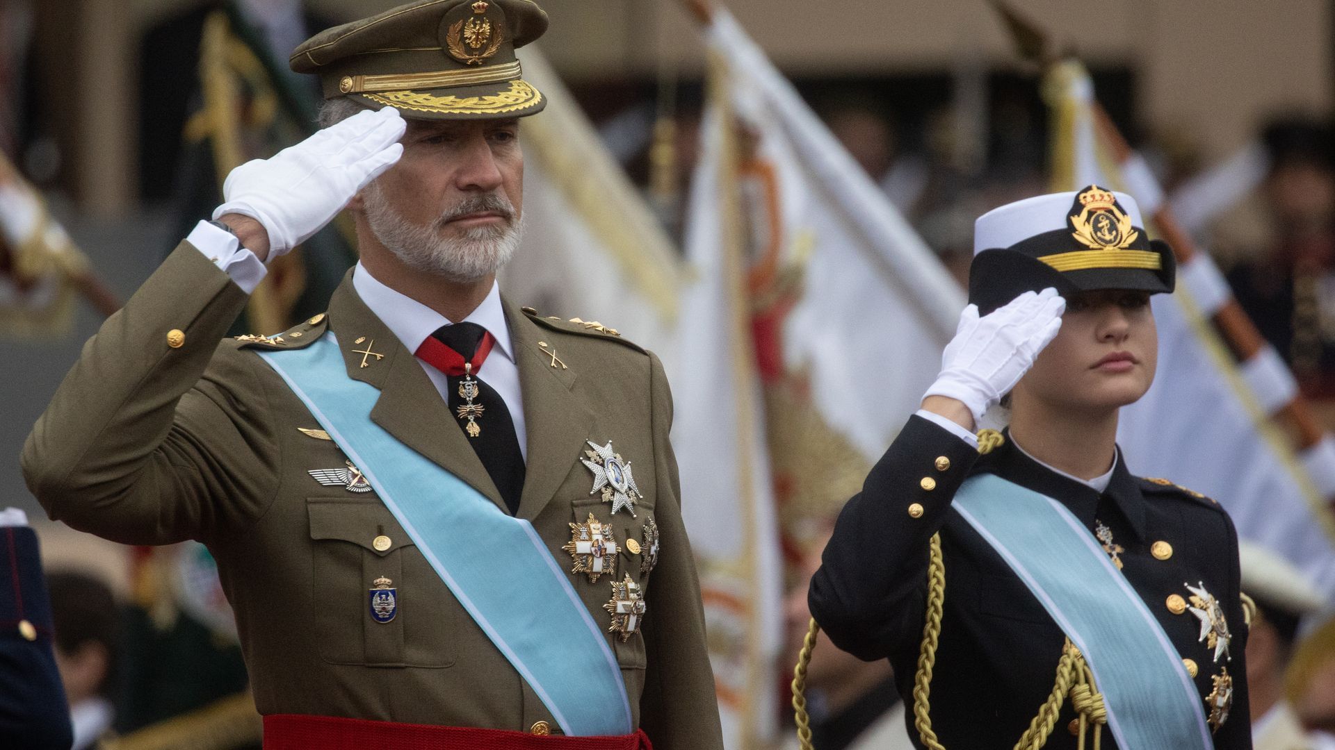 El rey Felipe VI y la princesa Leonor en el Desfile de la Hispanidad de 2024