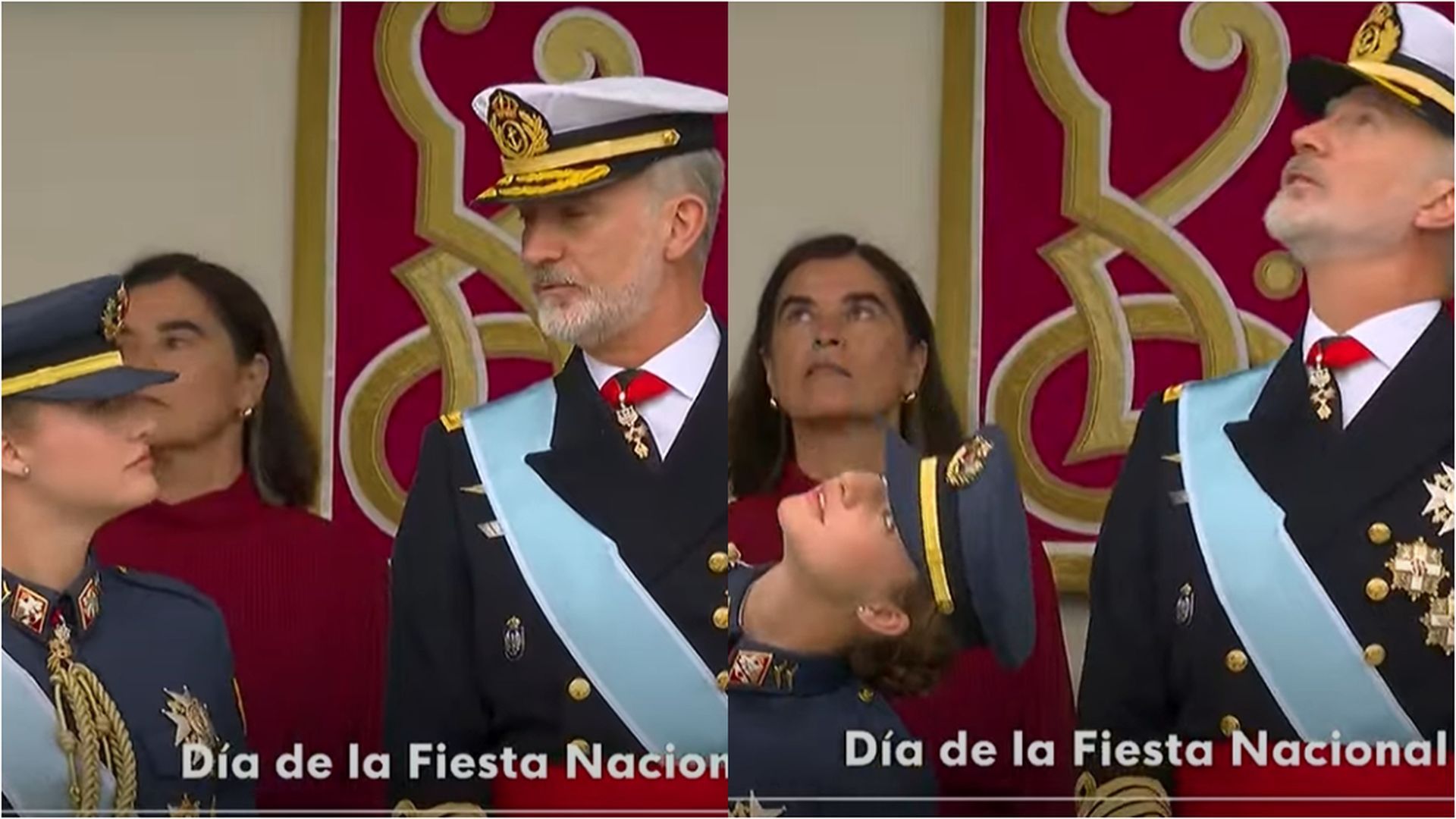 La princesa Leonor y el rey Felipe VI en el desfile del Día de la Hispanidad