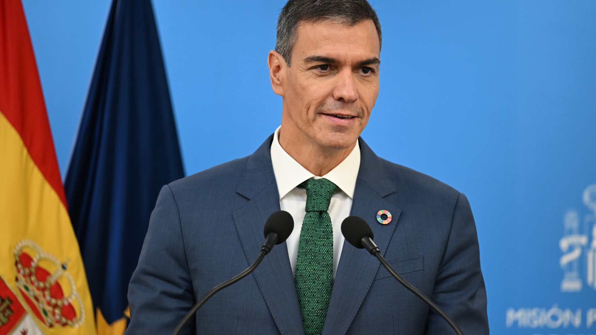 El presidente del Gobierno, Pedro Sánchez, en una comparecencia de prensa