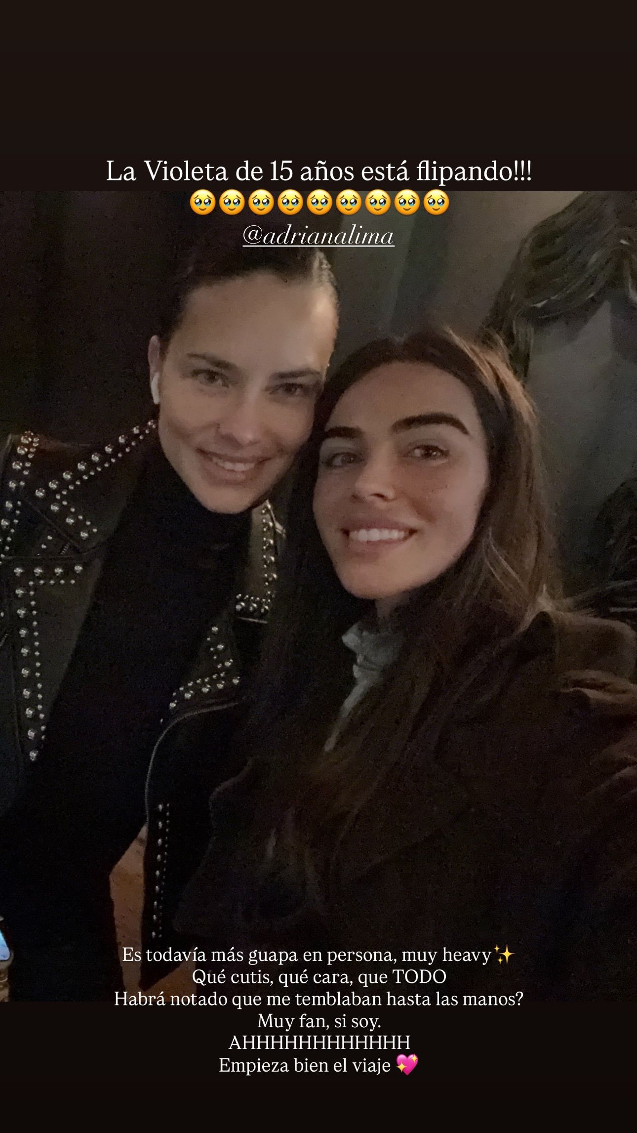 La foto de Violeta Mangriñán con Adriana Lima