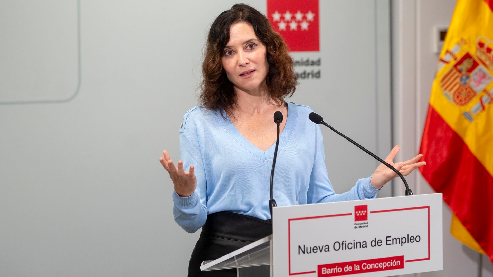 La presidenta de la Comunidad de Madrid, Isabel Díaz Ayuso, durante la inauguración de la nueva Oficina de Empleo del Barrio de la Concepción