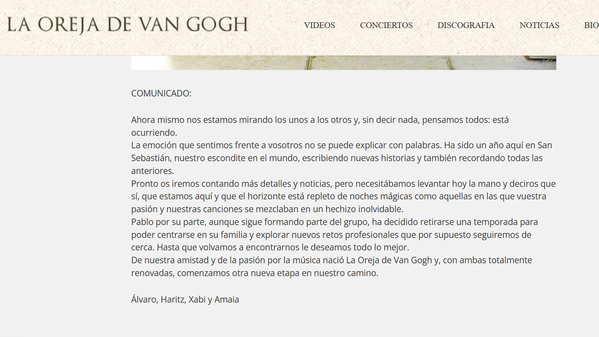 El comunicado de su regreso