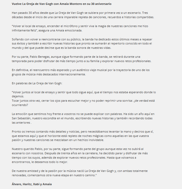 El texto del comunicado