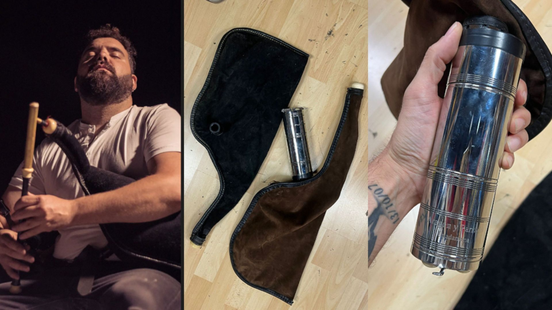 Abraham Cupeiro ha recuperado una gaita irlandesa después de un robo de película