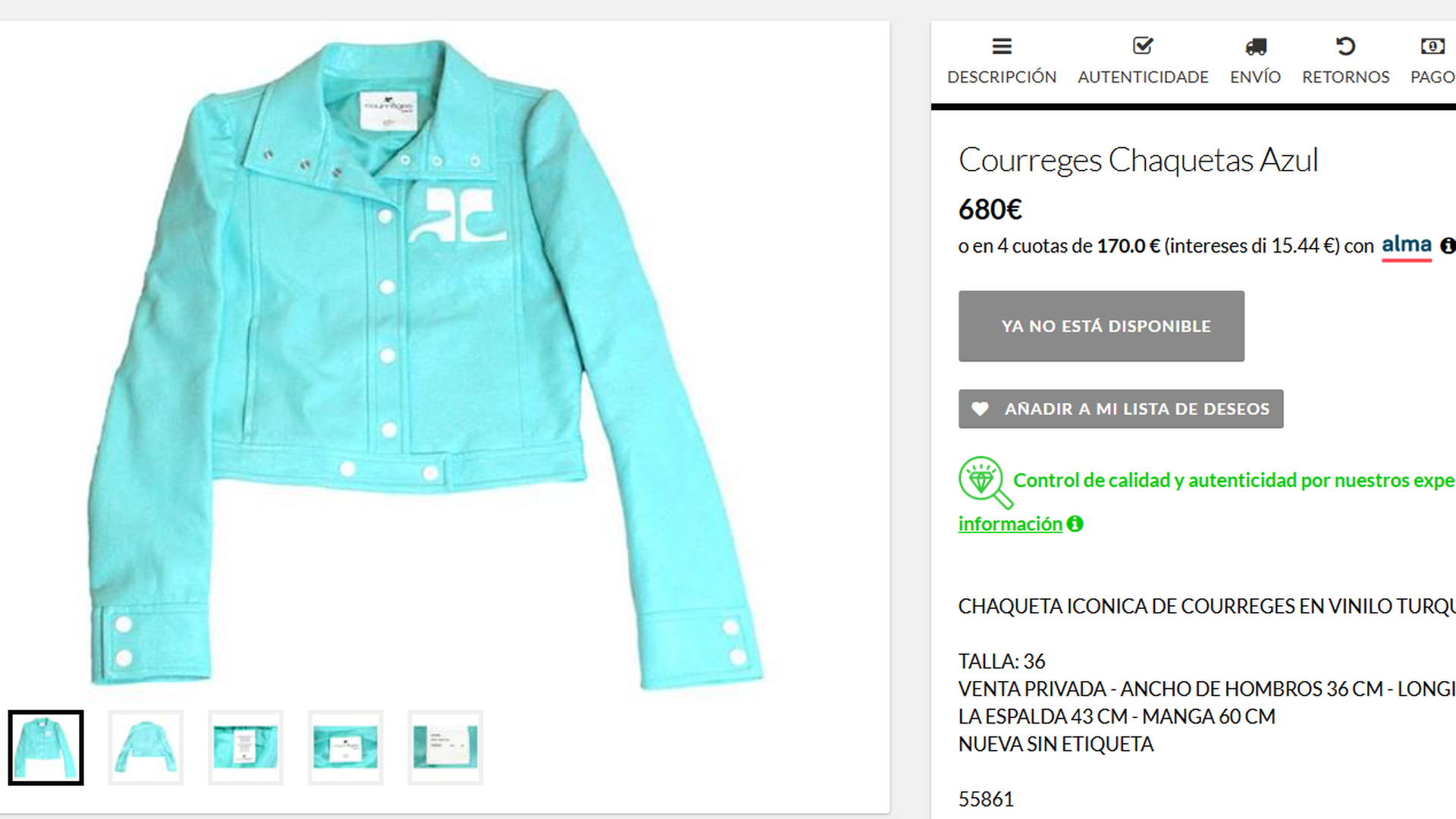 Chaqueta cuero azul