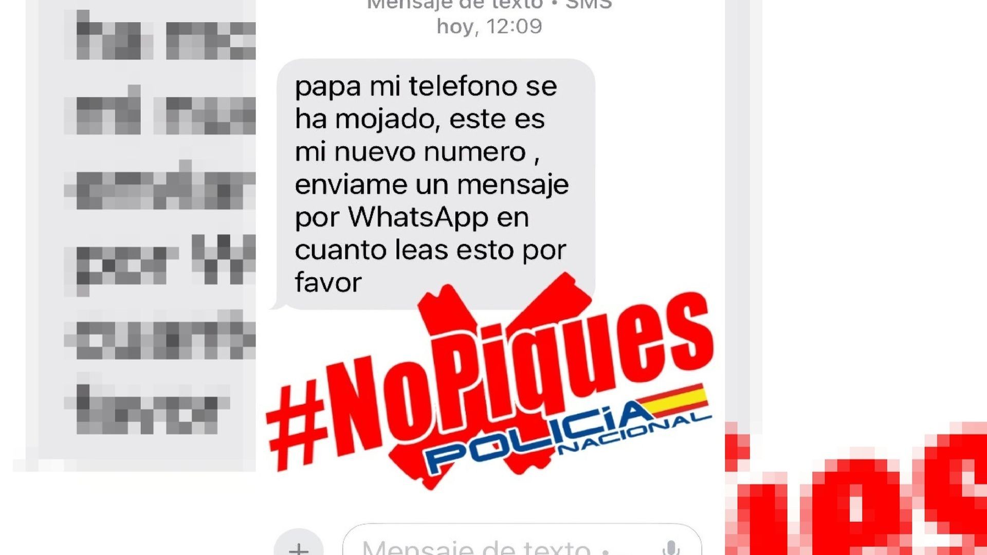 Mensaje de texto que suelen utilizar los estafadores que usan el método del hijo en apuros