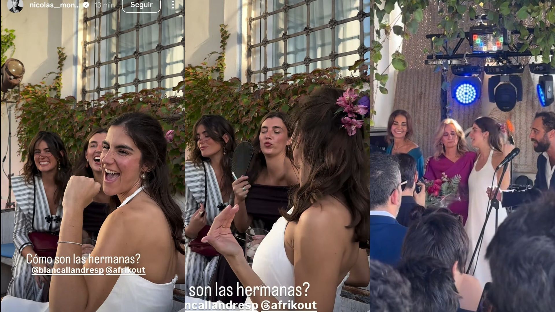 Stories de Nicolás Montenegro, en un montaje de fotos