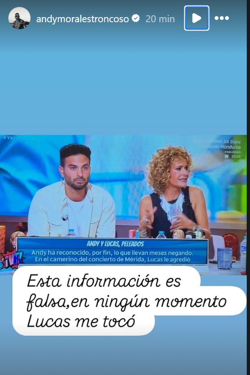 Andy Morales desmiente que Lucas le haya agredido