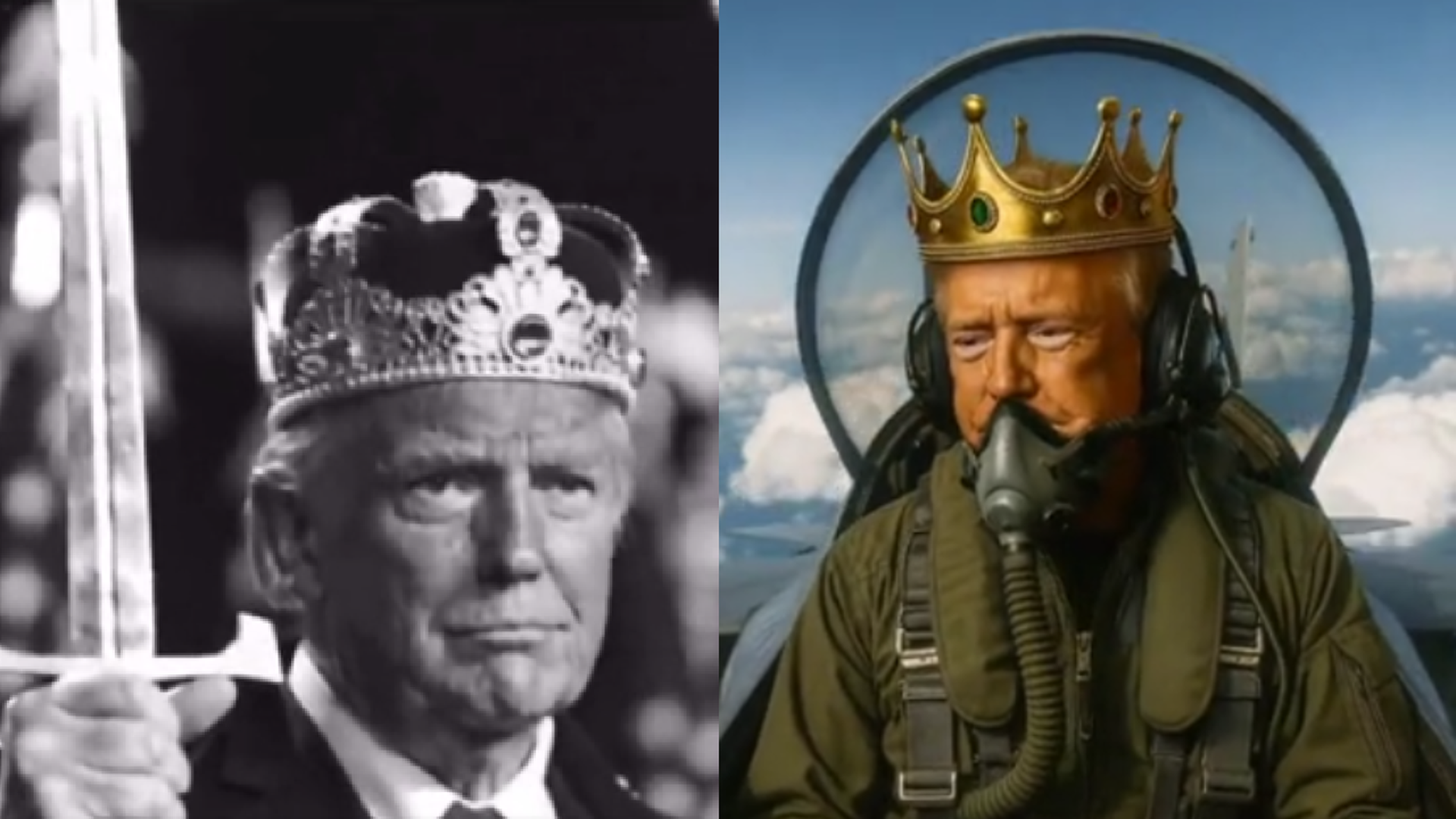 Imágenes de los vídeos subidos por Donald Trump con una corona