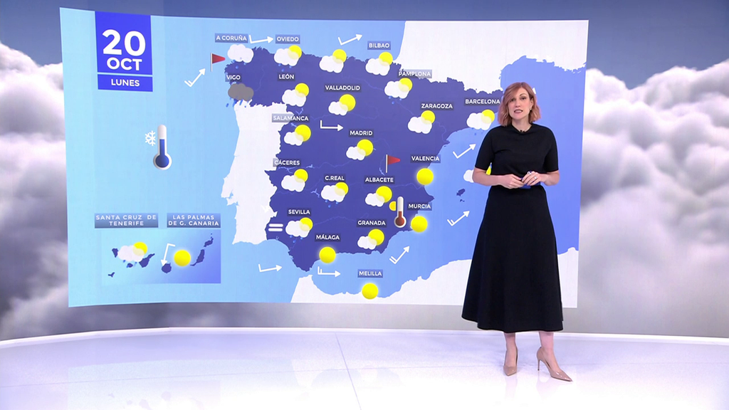 La previsión del tiempo para el lunes 20 de octubre de 2025