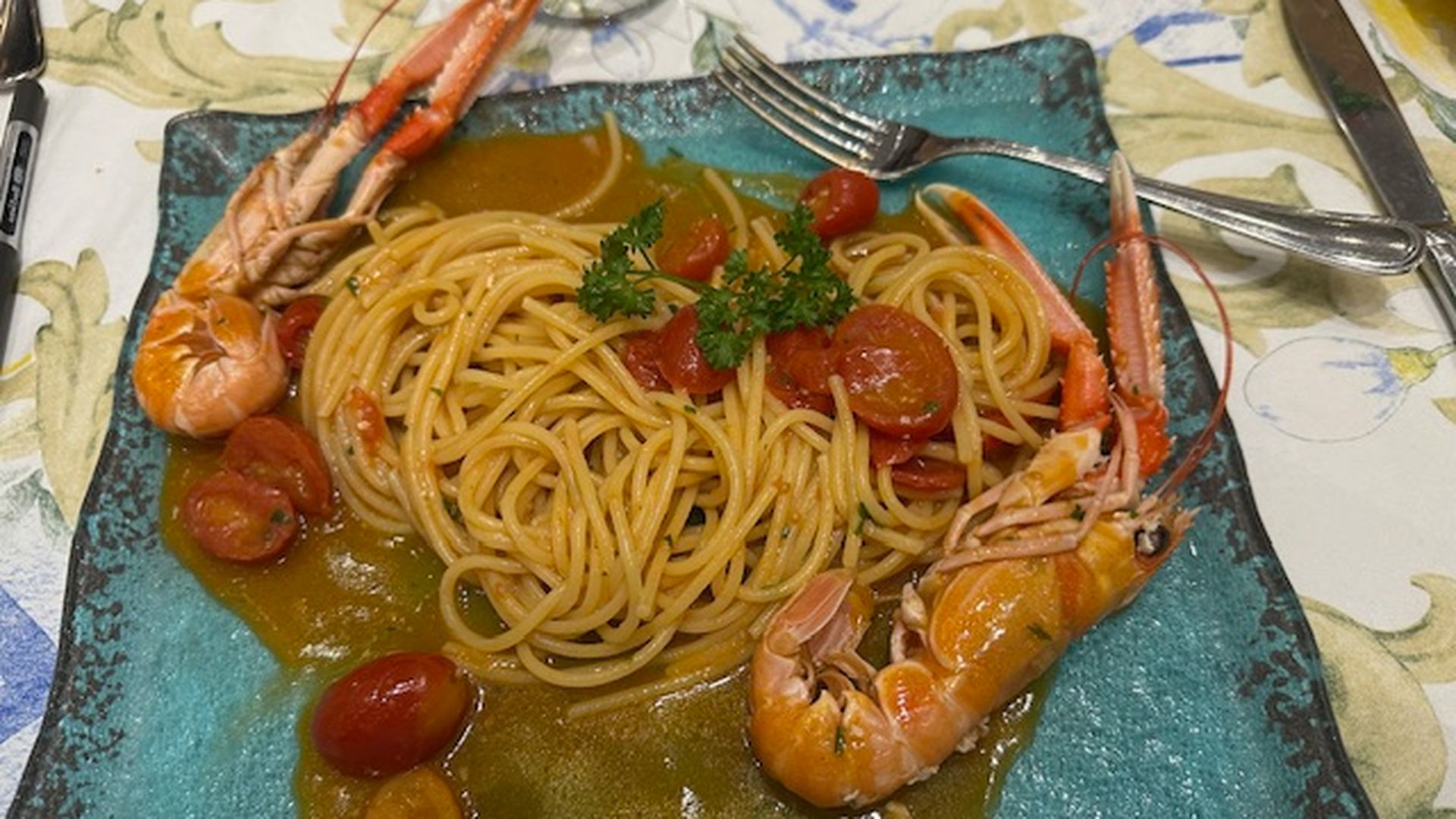 Espaguetis con cigalas