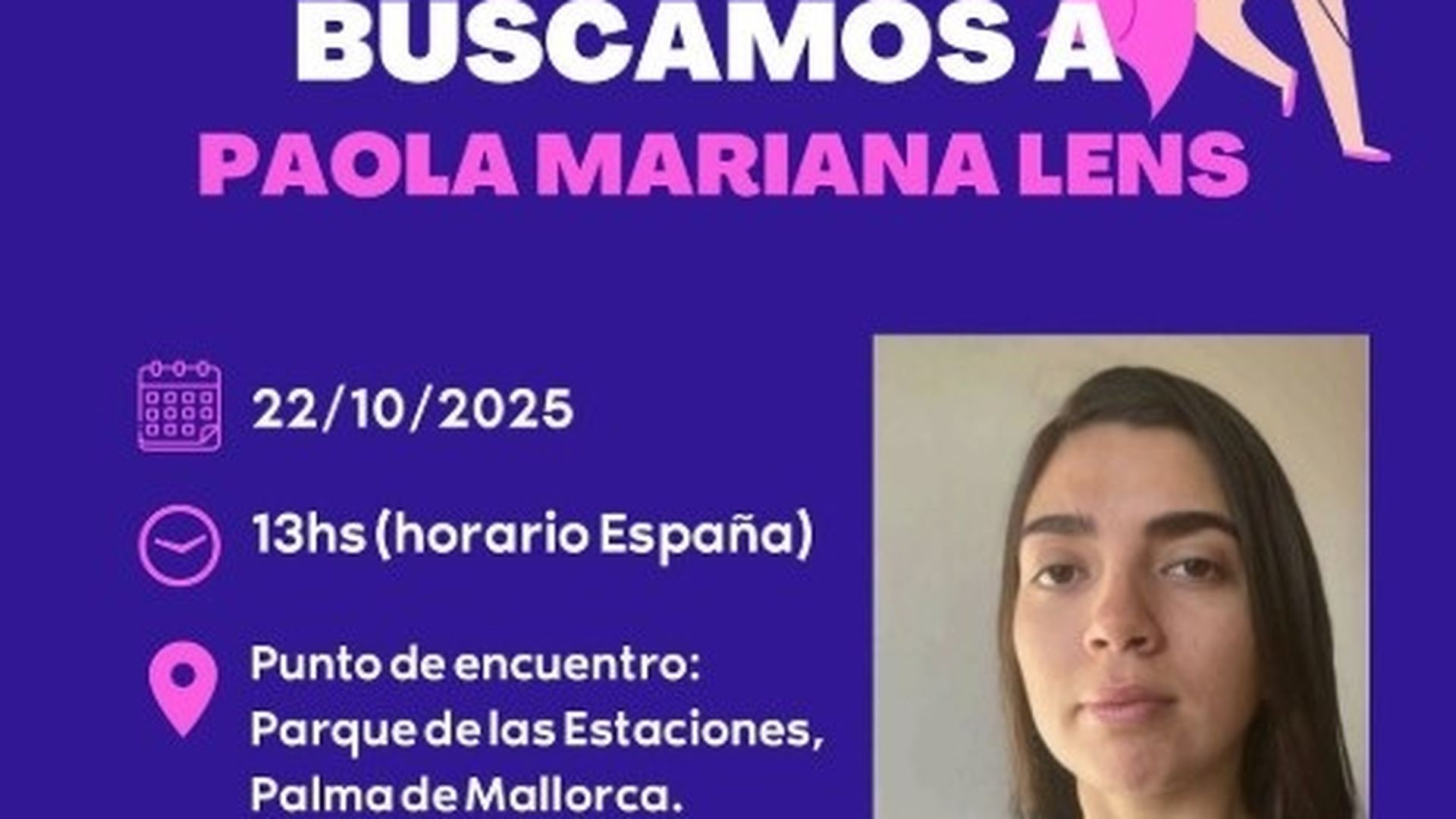 Cartel concentración por la desaparición de Paola