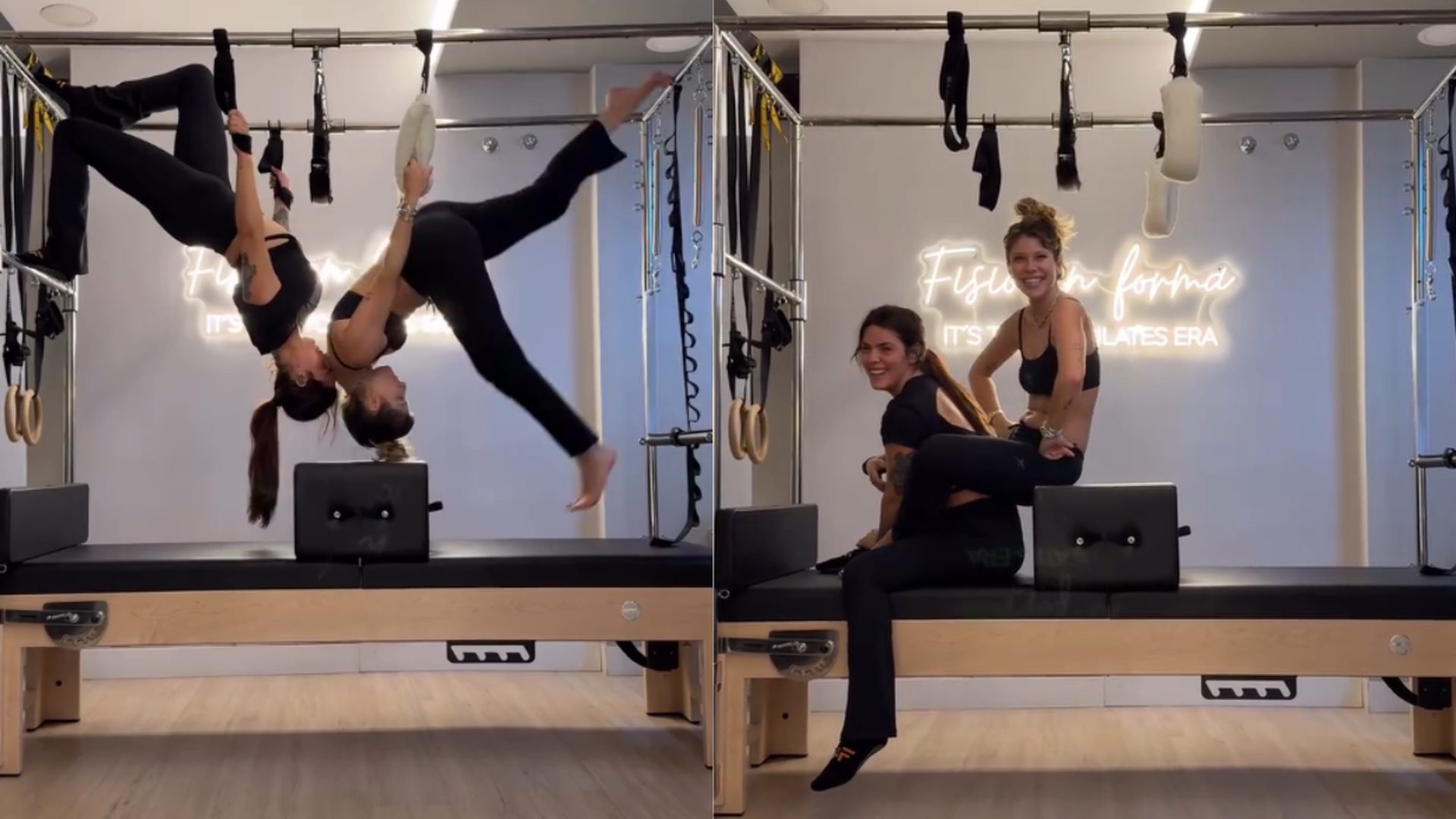 Laura y Anita Matamoros en clase de pilates