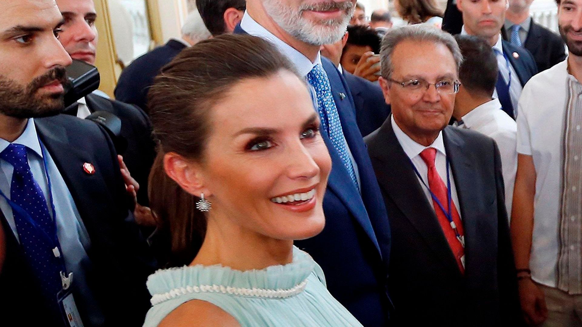 Letizia, con los pendientes de yanes, en 2019