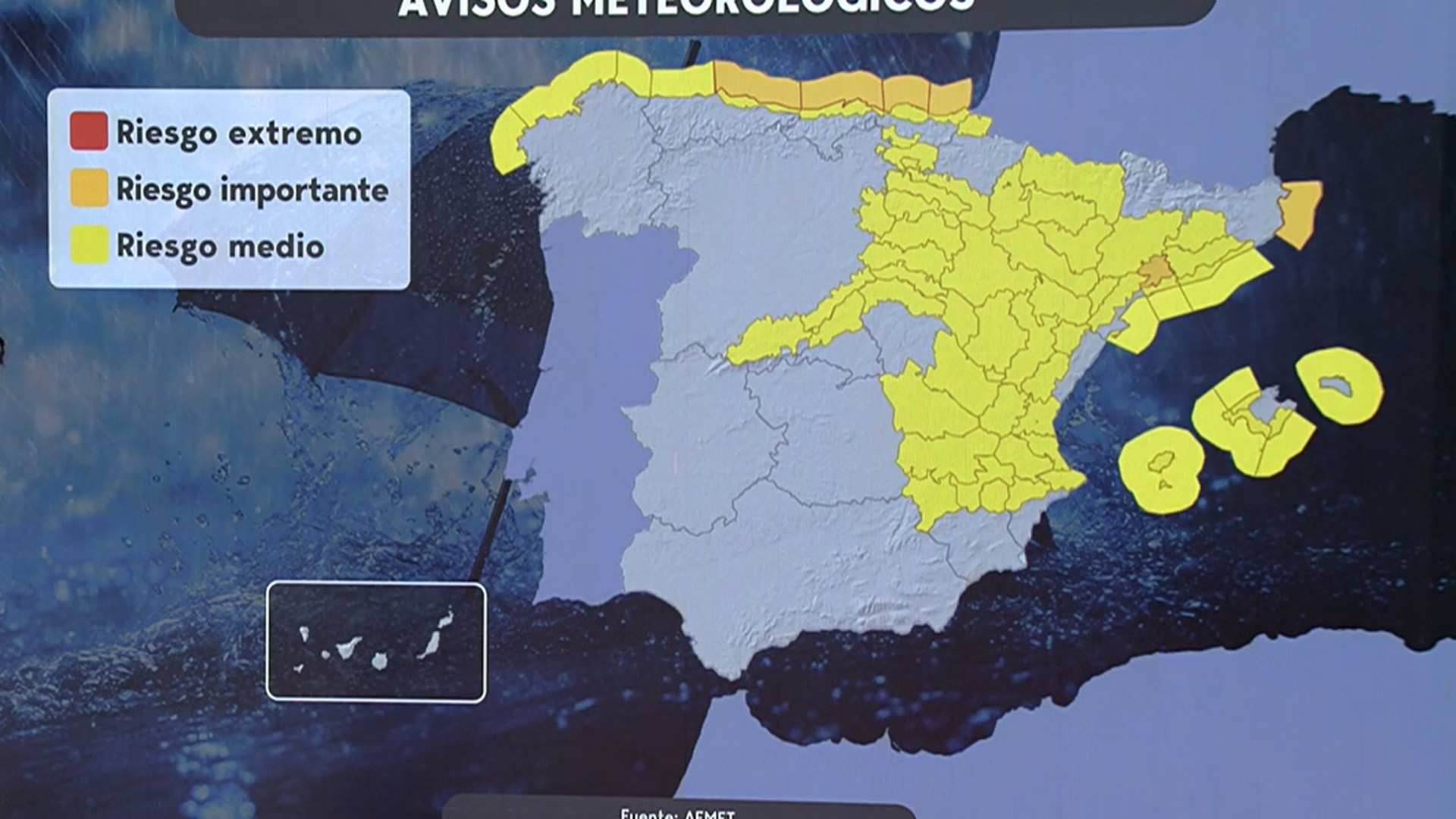 Mapa en el que se muestran las zonas de la península más afectadas por el temporal Benjamín