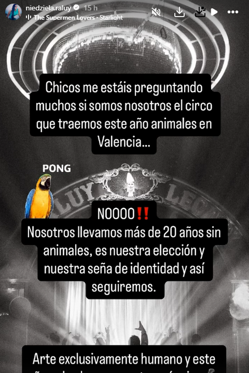 Niedziela Raluy ha aclarado cuál es la esencia de su circo ante las dudas que han surgido
