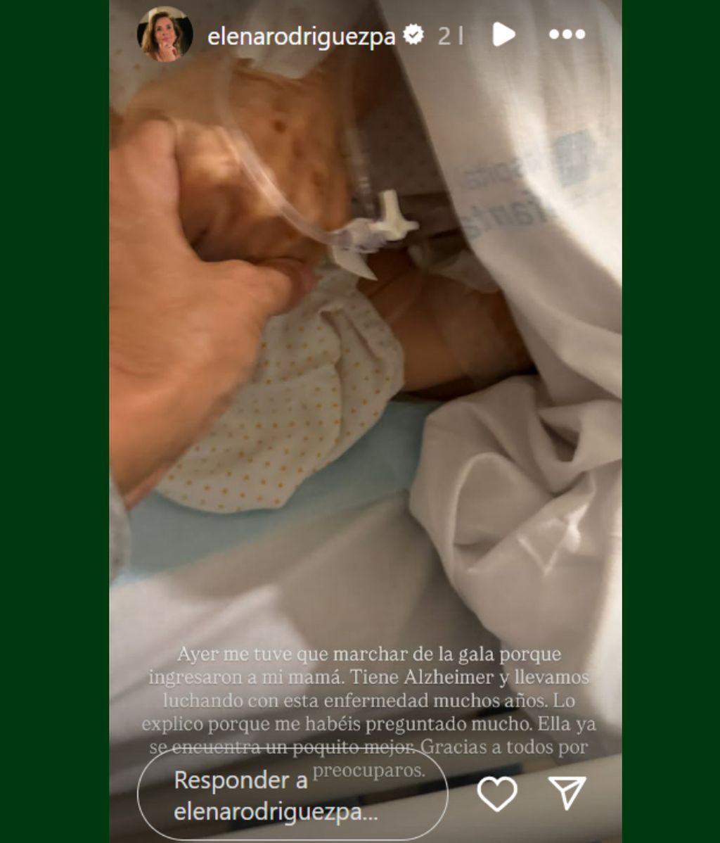 Elena Rodríguez anuncia el ingreso de su madre