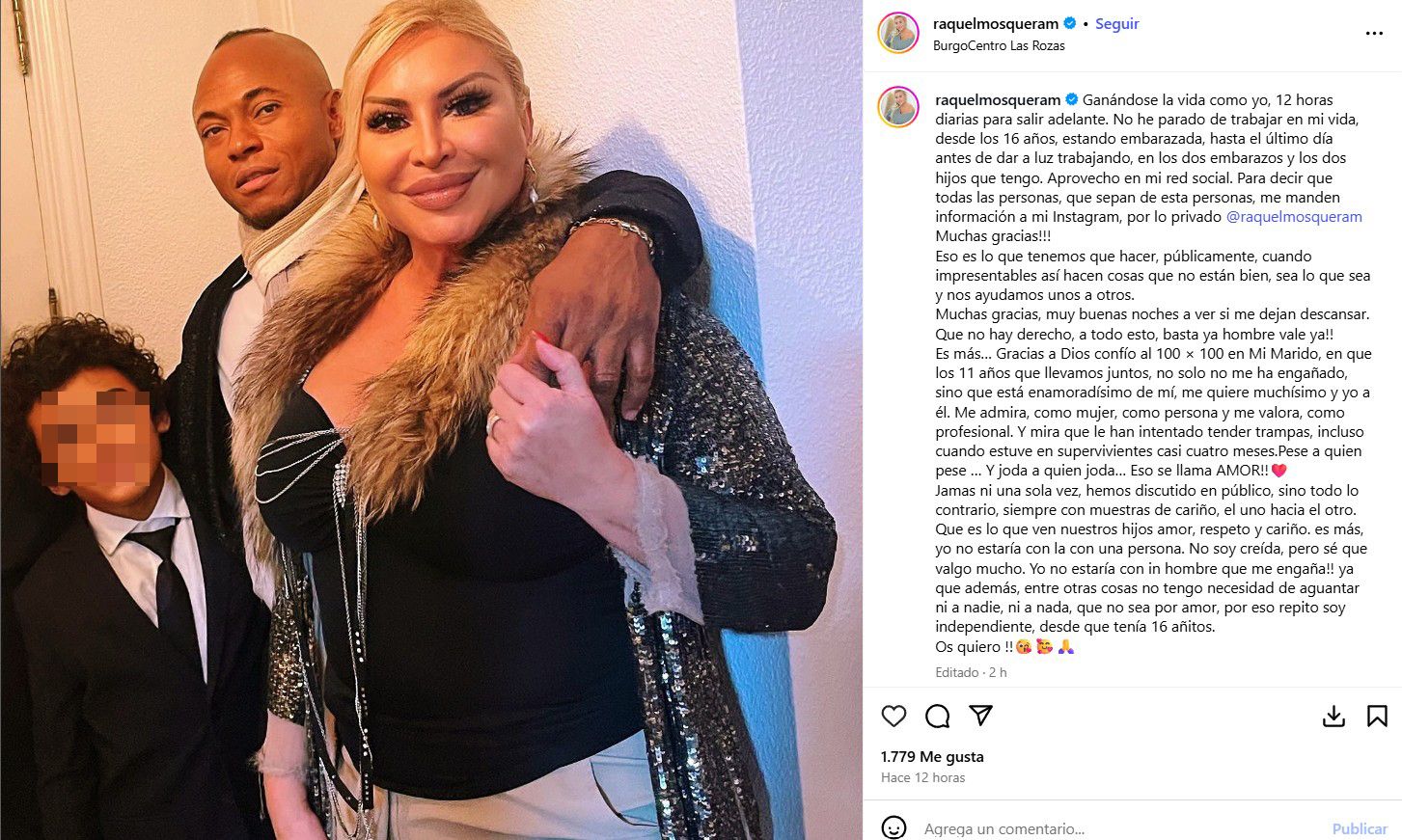 Raquel Mosquera junto a su familia