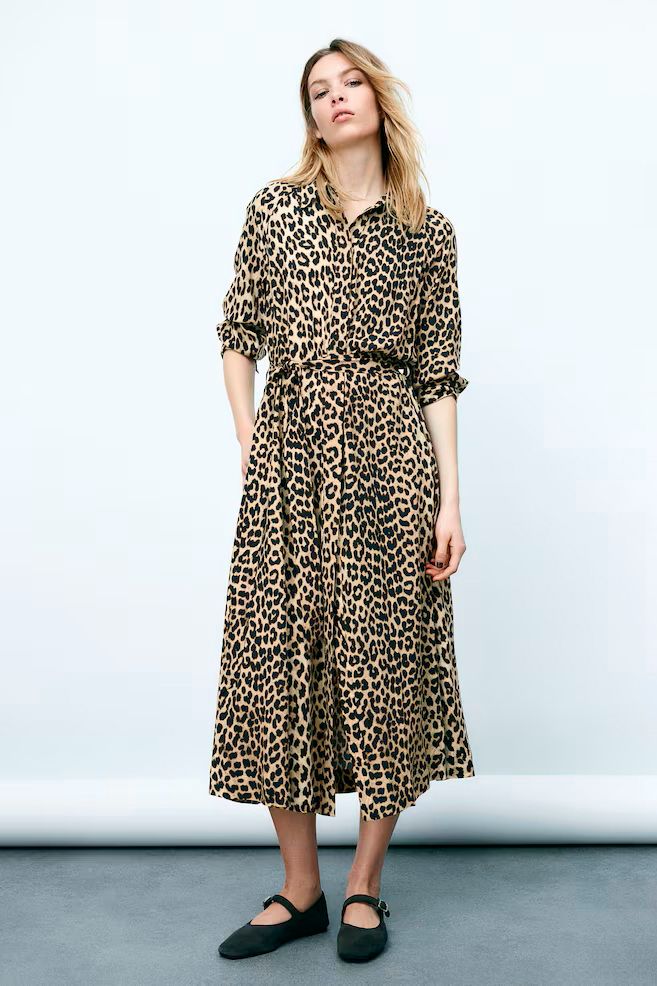 Vestido camisero de lopardo