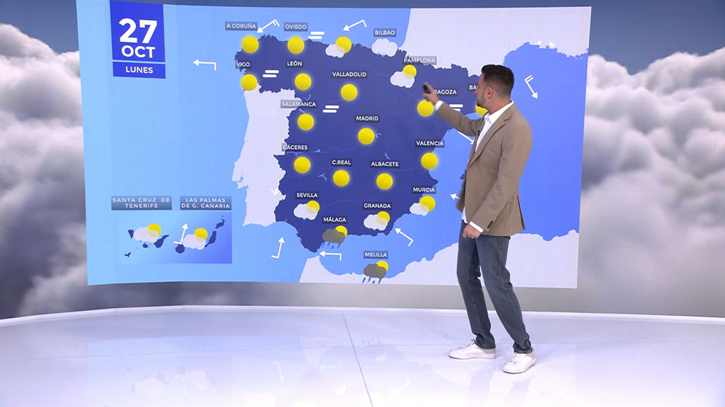 Las temperaturas seguirán en descenso este lunes, con Andalucía y Murcia en alerta por lluvias y tormentas