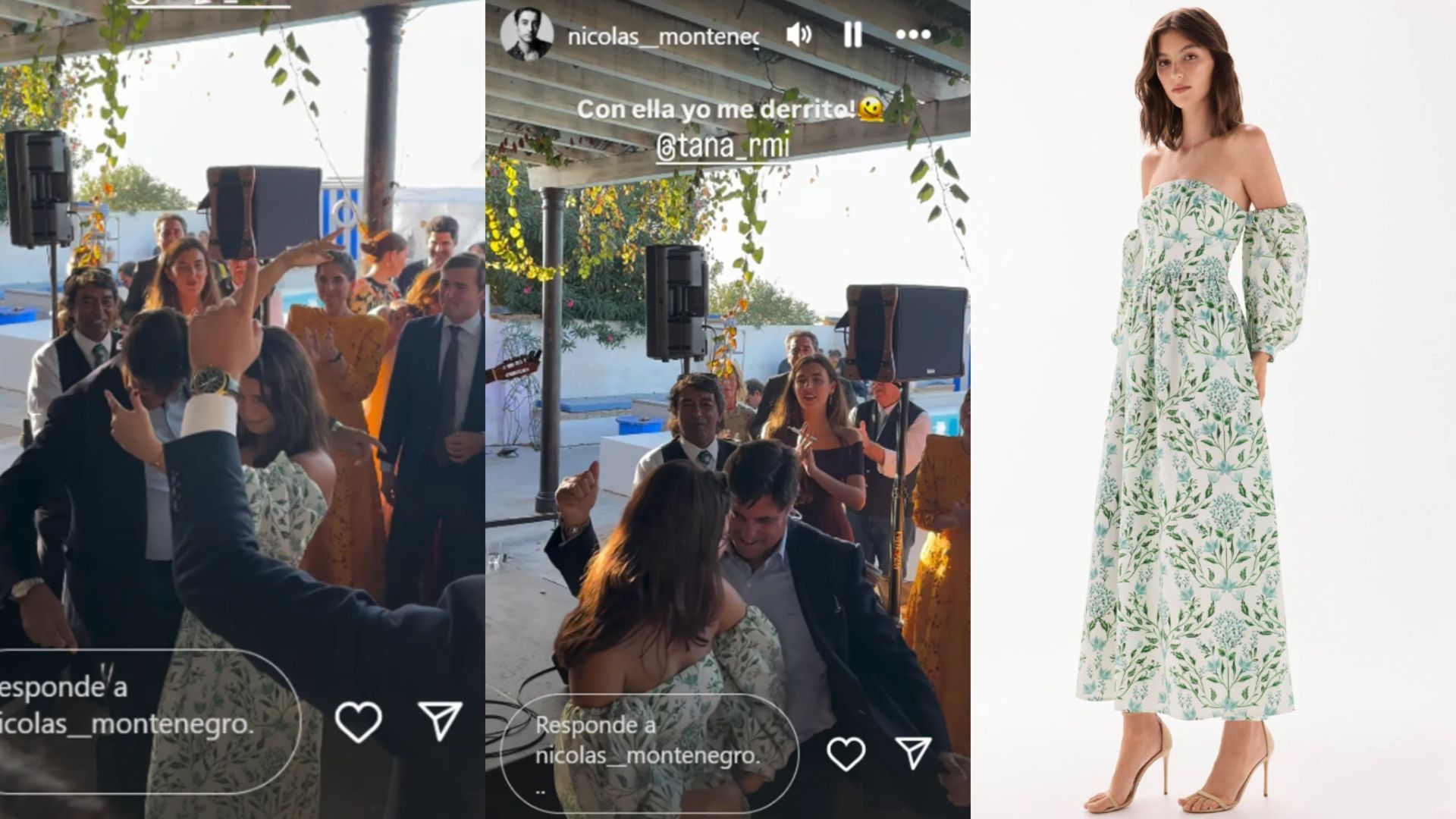 Tana Rivera en la boda de Alberto Herrera y Blanca Llandres, en un montaje de fotos