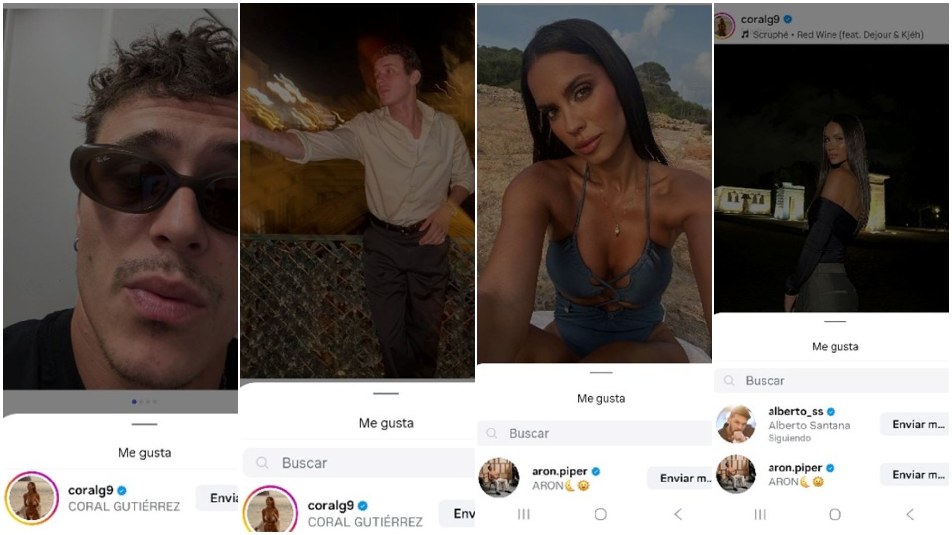Capturas del instagram de Aron Piper y Coral Gutiérrez