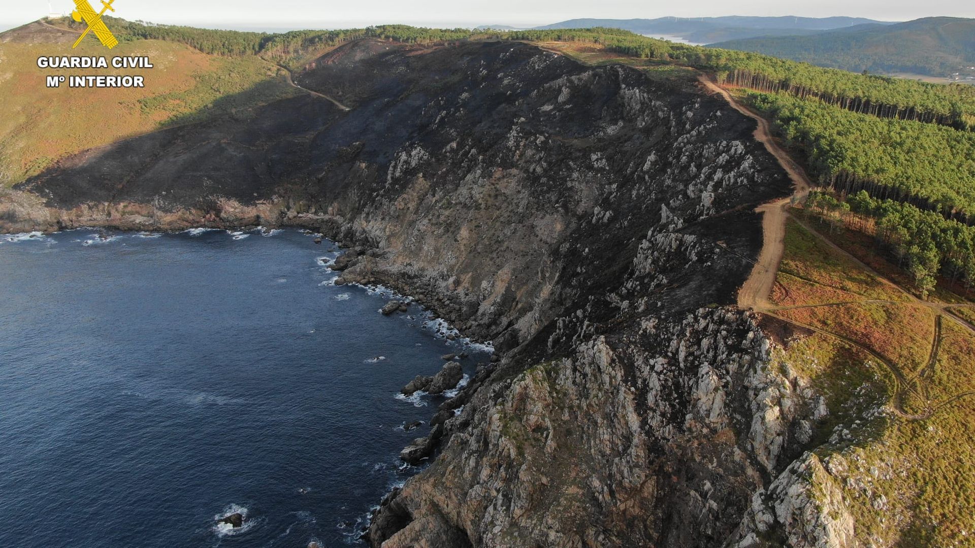 Zona calcinada por uno de los incendios de Fisterra