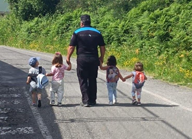 Abelardo Martínesz durante una formación de seguridad vial