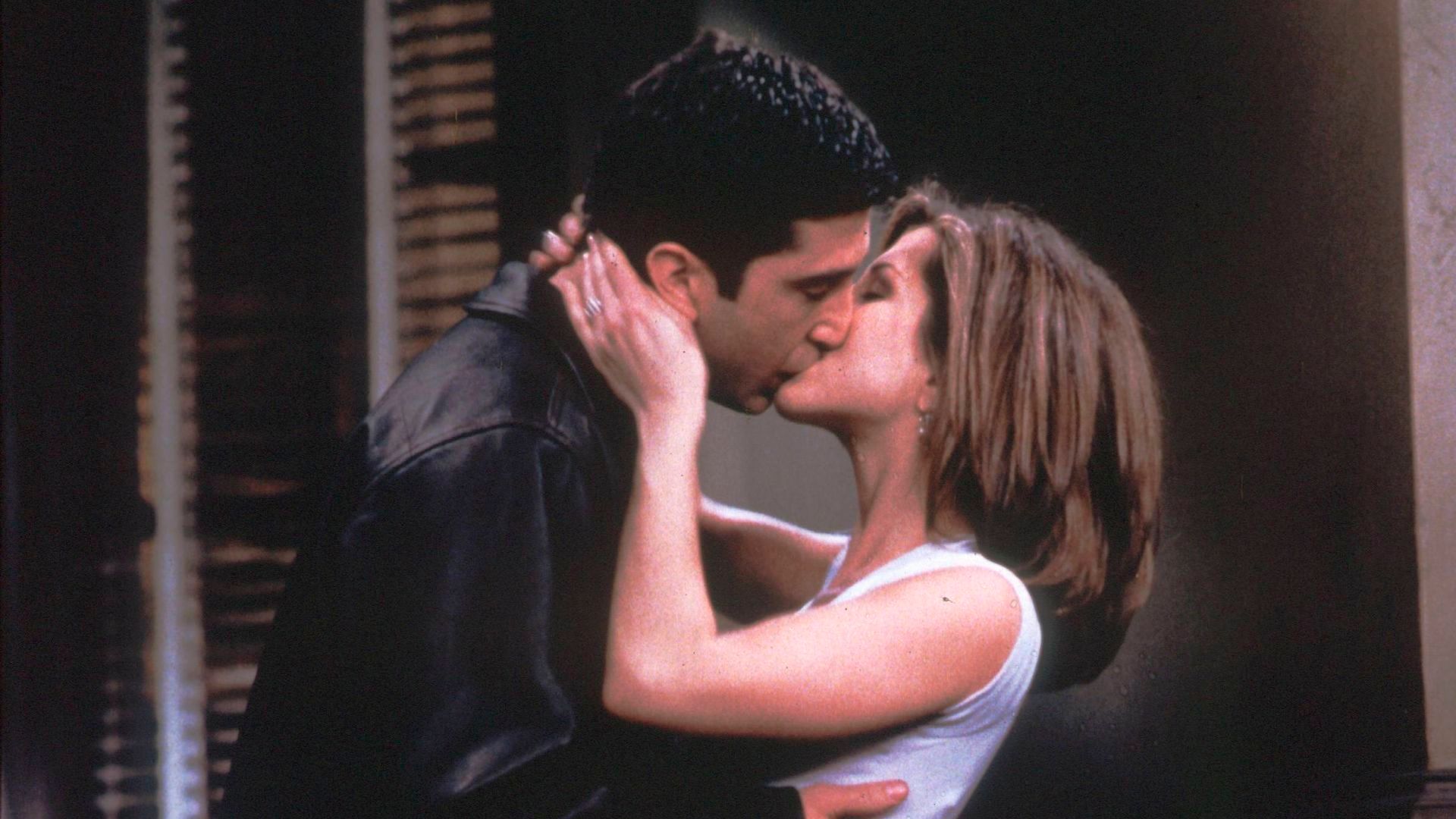 David Schwimmer y Jennifer Aniston en el rodaje de 'Friends'