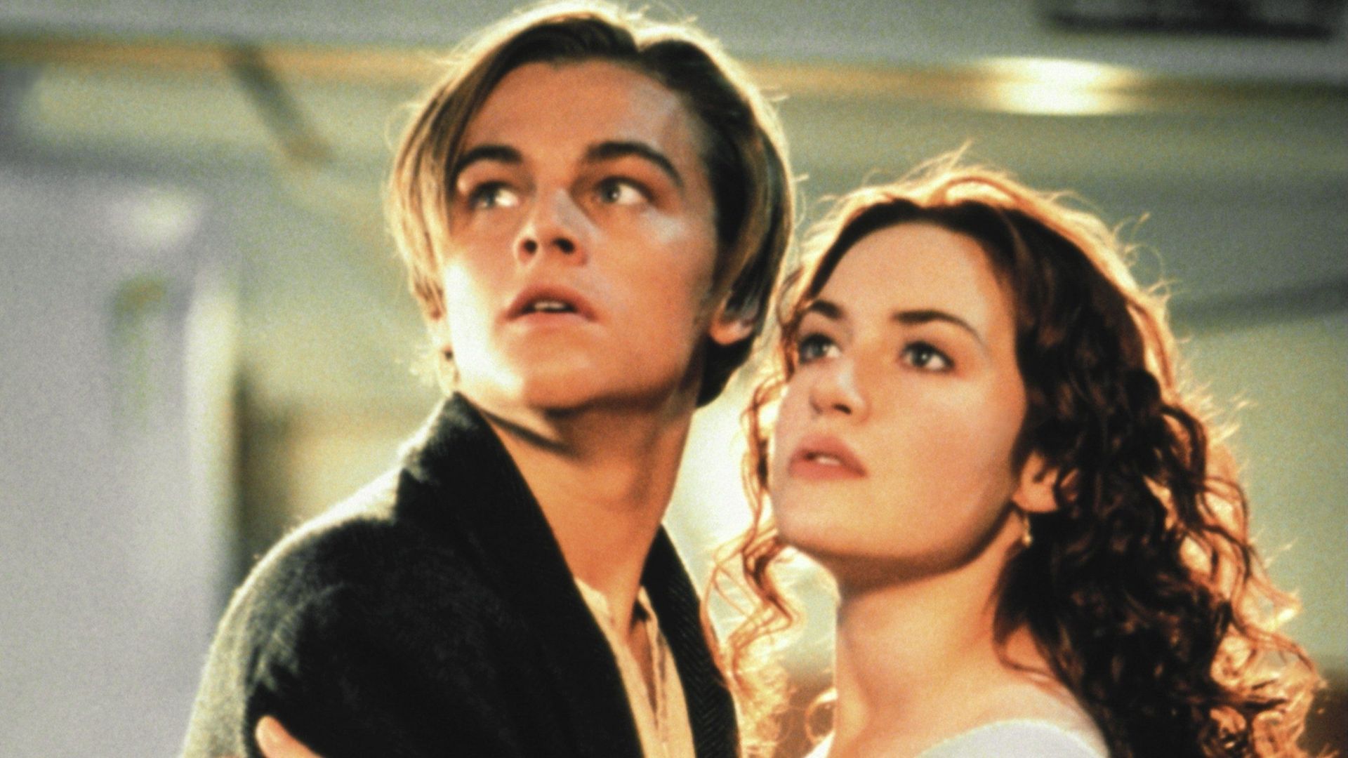 Leonardo DiCaprio y Kate Winslet en la grabación de 'Titanic'