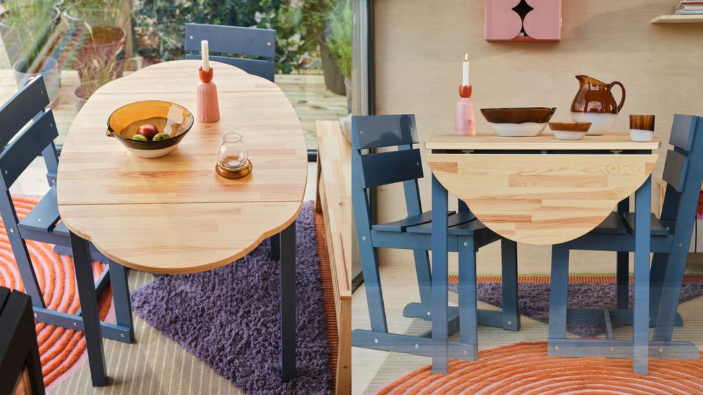 Mesa de IKEA abatible, en un montaje de fotos