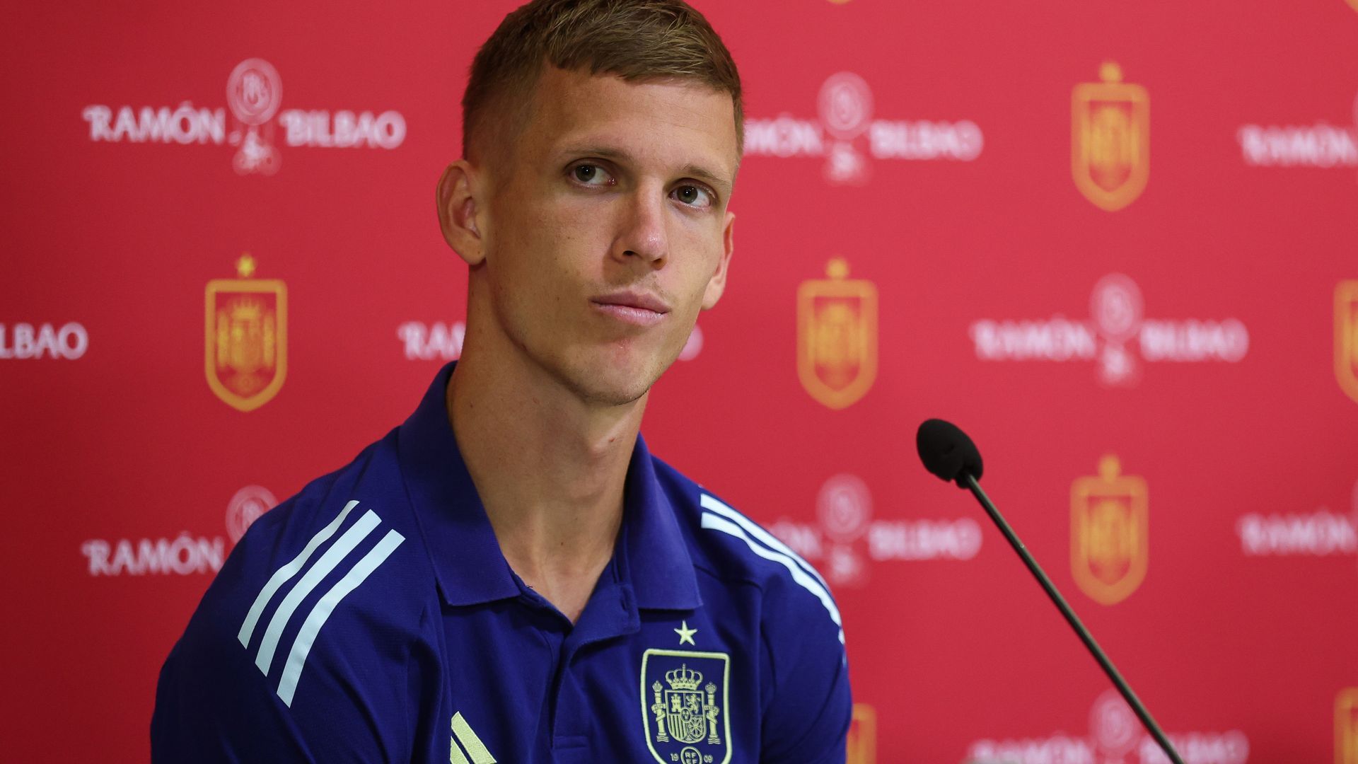 El jugador Dani Olmo en un acto publicitario con la selección española