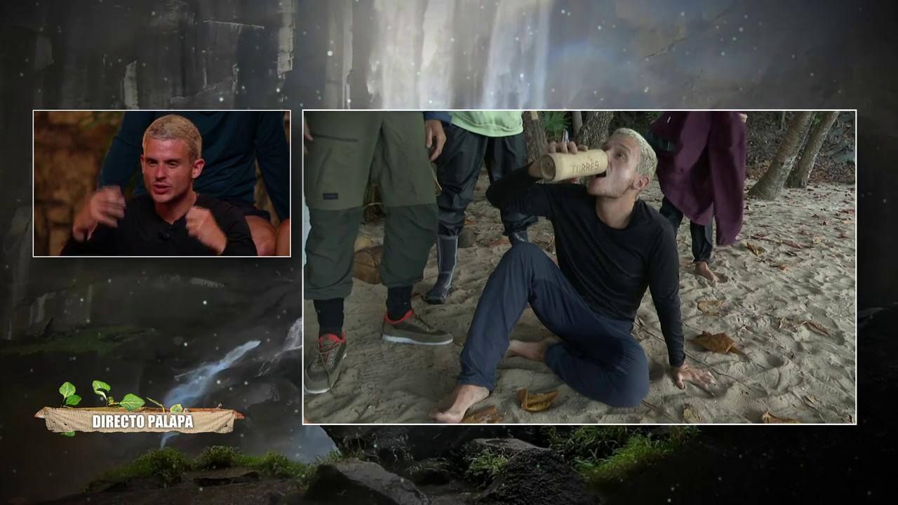  Arkano hidratándose tras sufrir un desvanecimiento en Supervivientes 2024