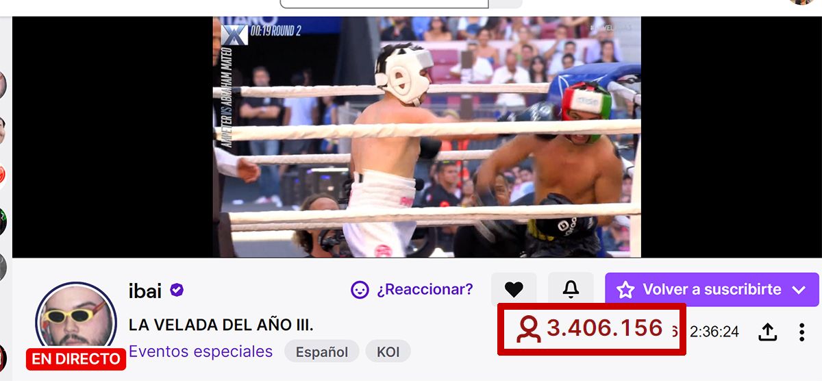  3,4 millones, el primer récord de la Velada 3