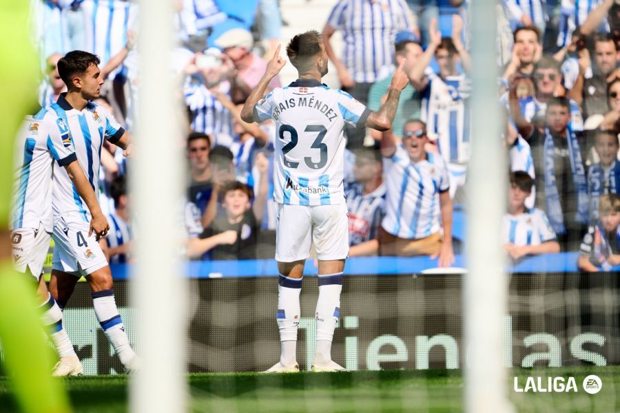 Brais Méndez ante el Getafe en el Reale Arena. (Foto: LaLiga).